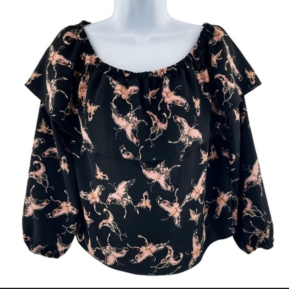 Aritzia Wilfred Morel Butterfly Off The Shoulder Ruffle Top XXS - Picture 2 of 9